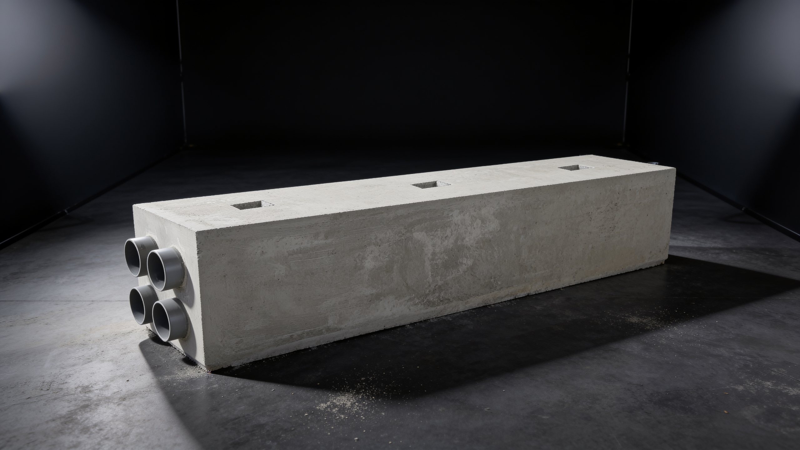 Feller precast duct bank block in the studio