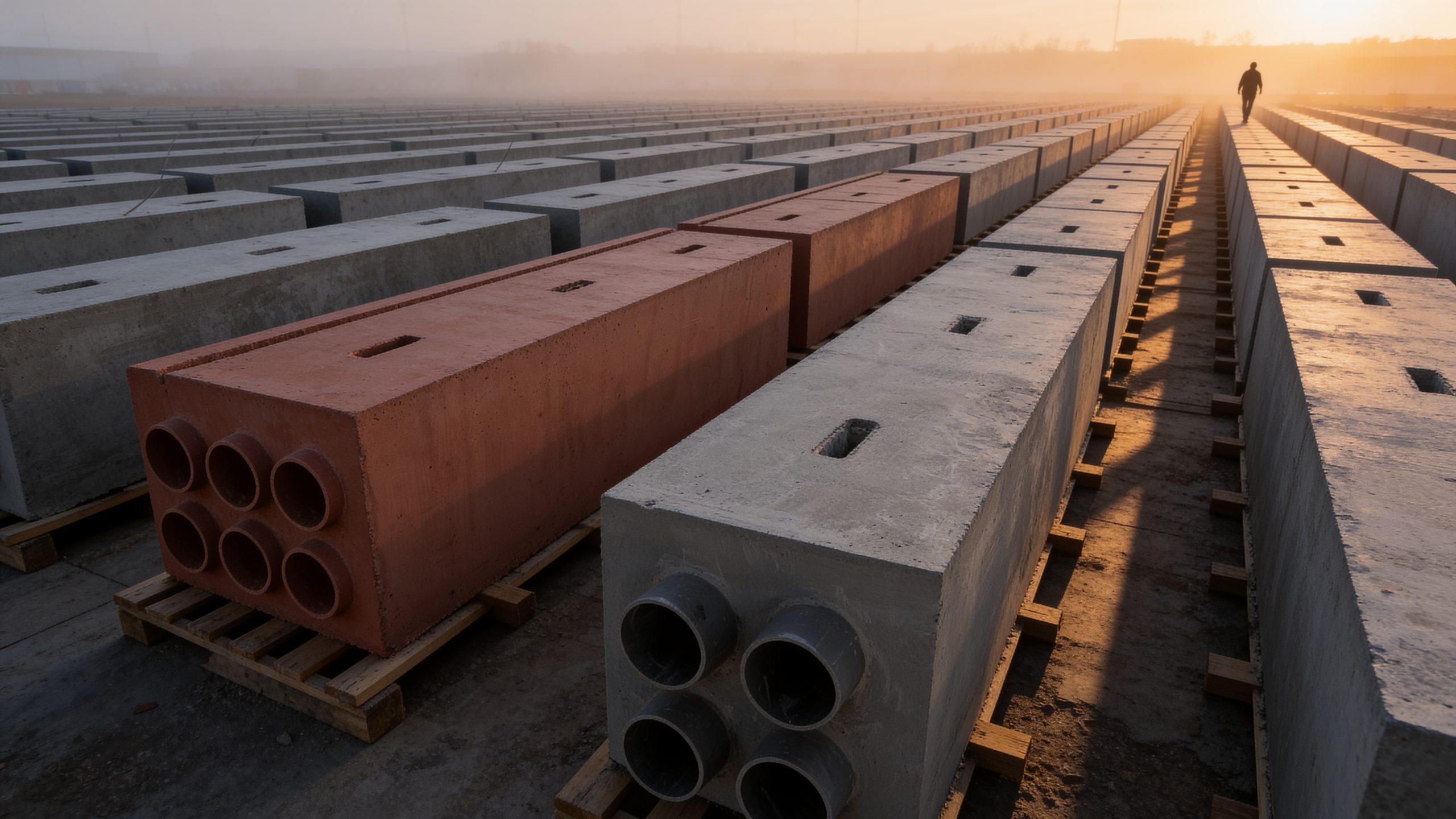 Production yard at dusk